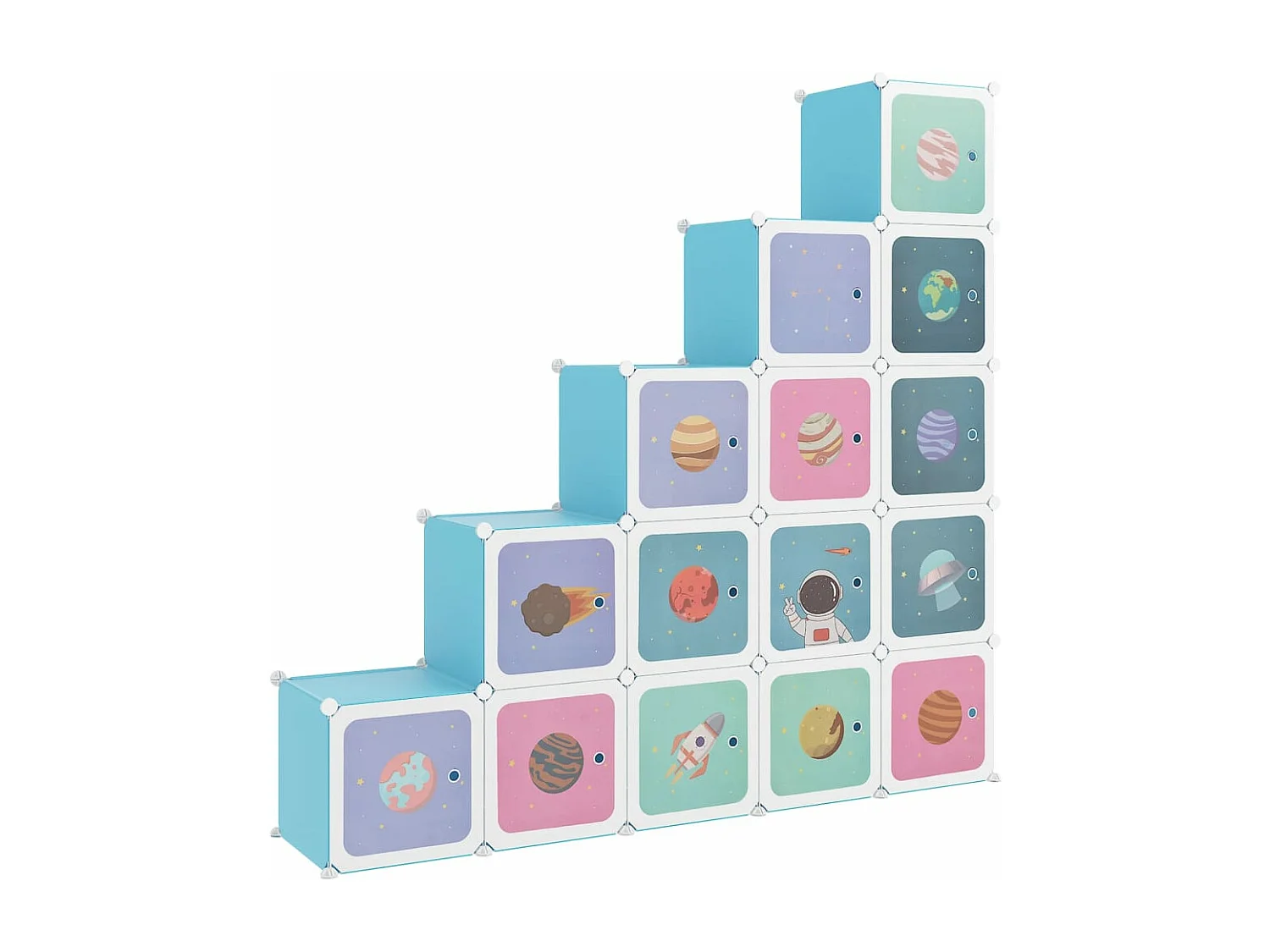 Armoire de rangement pour enfants avec 15 cubes Bleu PP FR54546