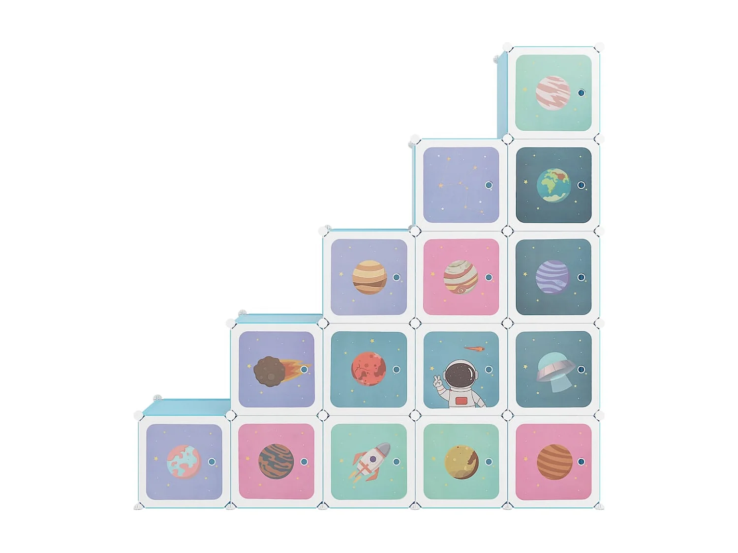 Kinderopbergmeubel met 15 vakken polypropeen blauw BE142701