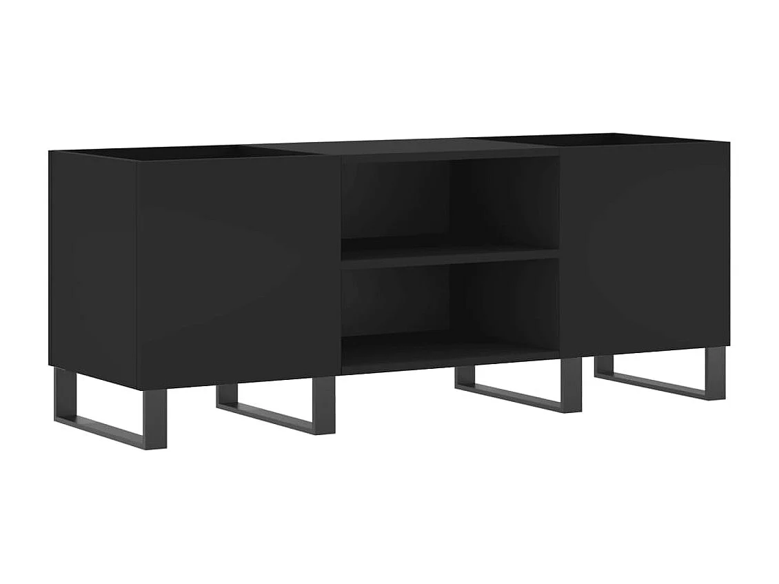 Armoire à disques noir 121x38x48 cm bois d'ingénierie FR72593