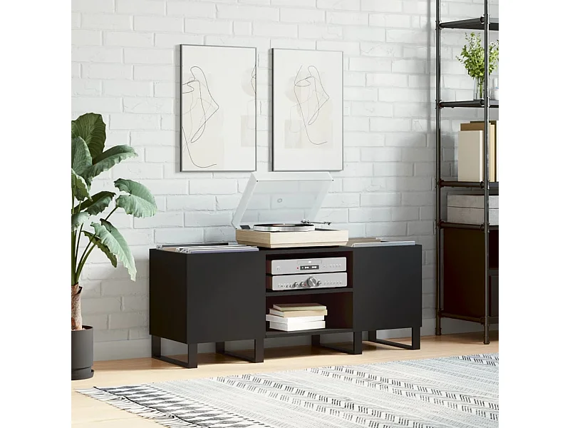 Mueble para discos madera contrachapada negro 121x38x48 cm ES743909