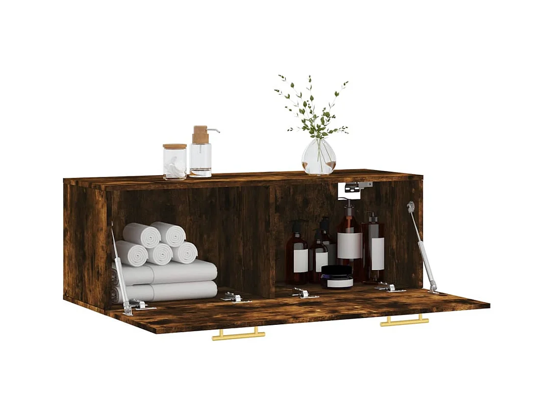 Wandkast 100x36,5x35 cm bewerkt hout gerookt eikenkleurig BE564519