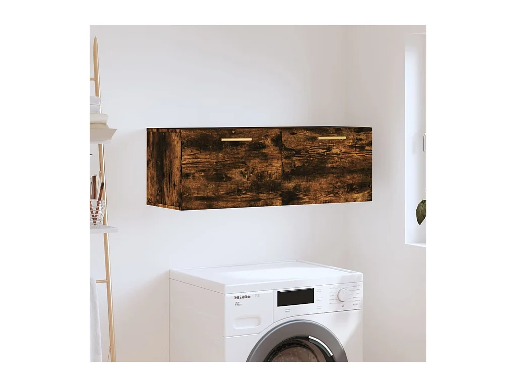 Wandkast 100x36,5x35 cm bewerkt hout gerookt eikenkleurig BE564519