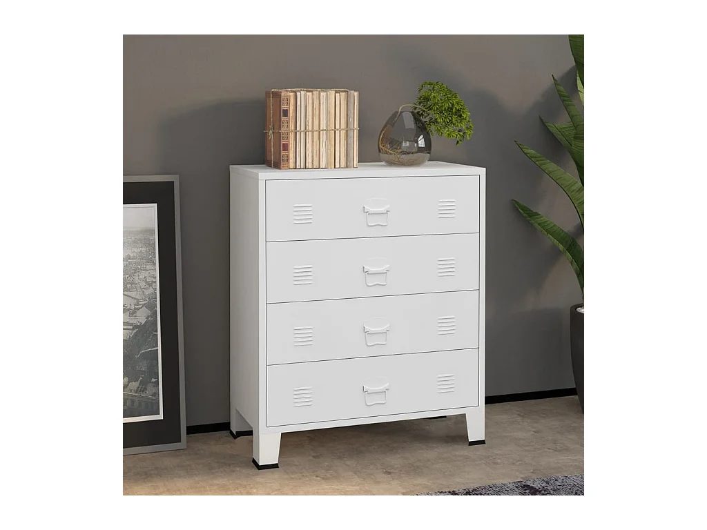 Armoire à tiroirs industrielle Blanc 78x40x93 cm Métal FR76239