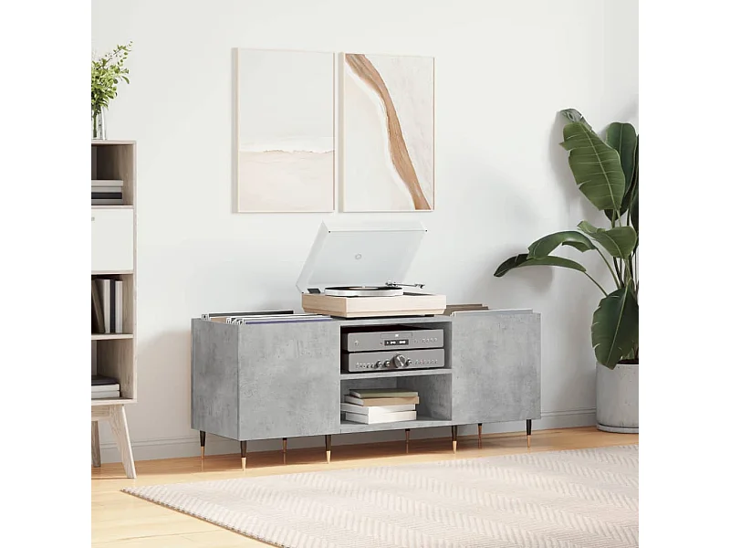 Armoire à disques gris béton 121x38x48 cm bois d'ingénierie FR97233