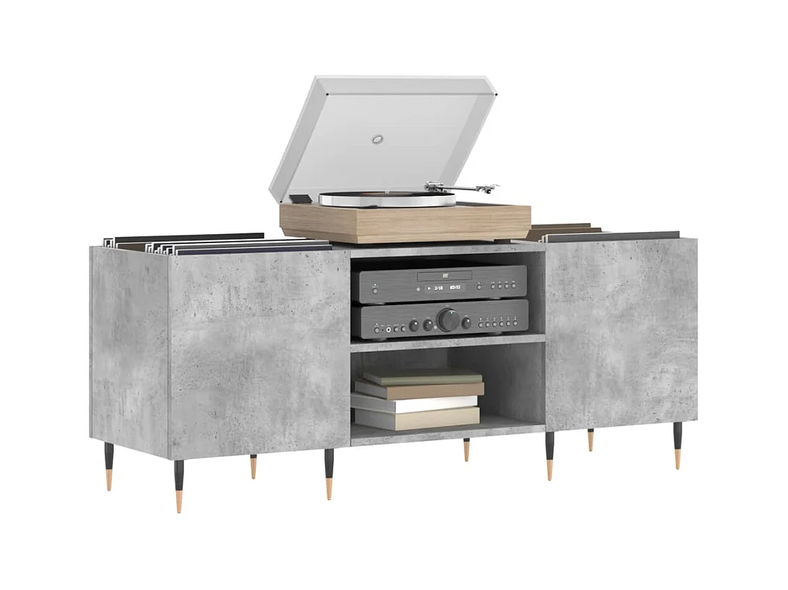 Armoire à disques gris béton 121x38x48 cm bois d'ingénierie FR97233