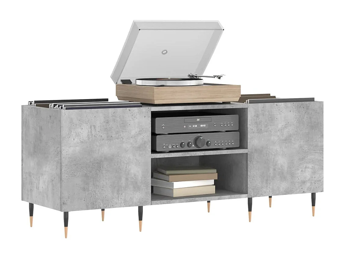 Armoire à disques gris béton 121x38x48 cm bois d'ingénierie FR97233