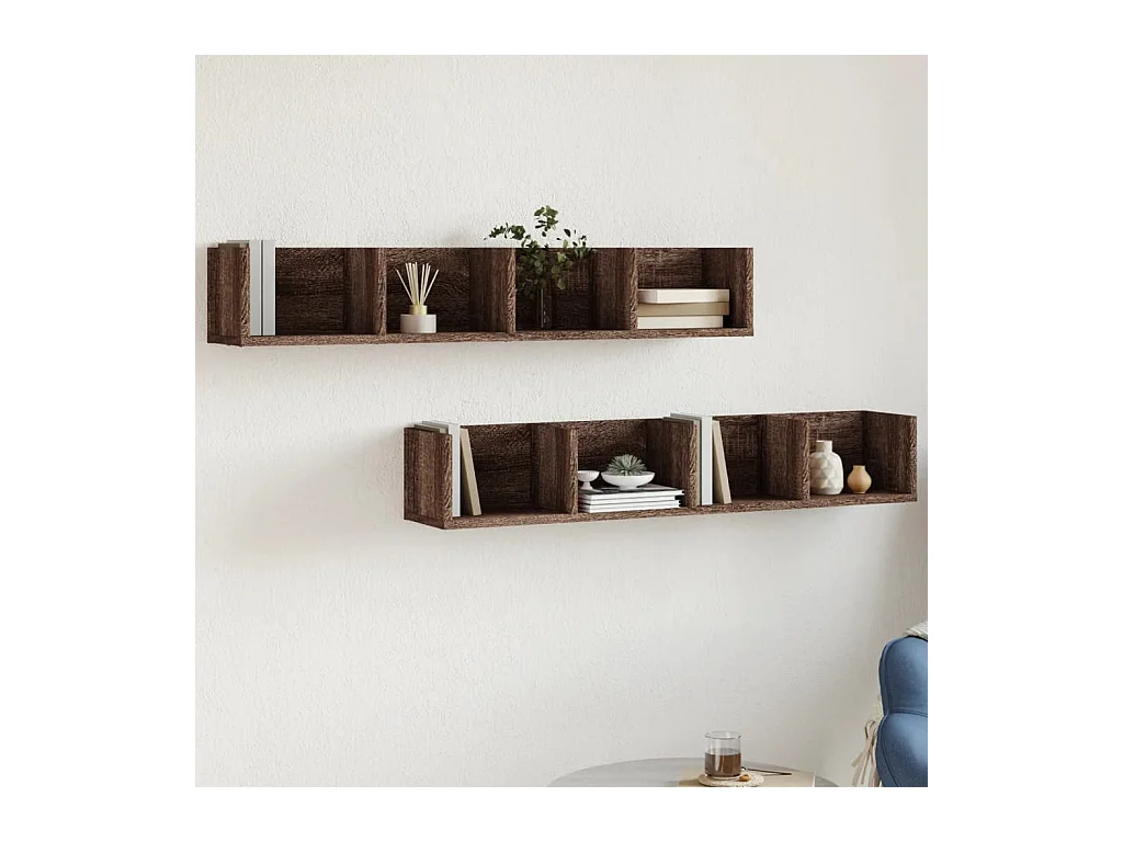 Armoires murales 2pcs chêne marron 99x18x16,5cm bois ingénierie FR23457