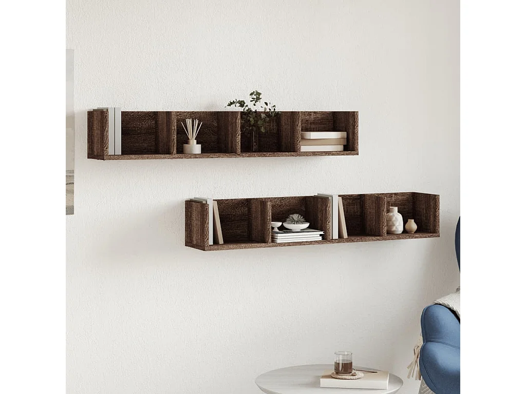Armoires murales 2pcs chêne marron 99x18x16,5cm bois ingénierie FR23457