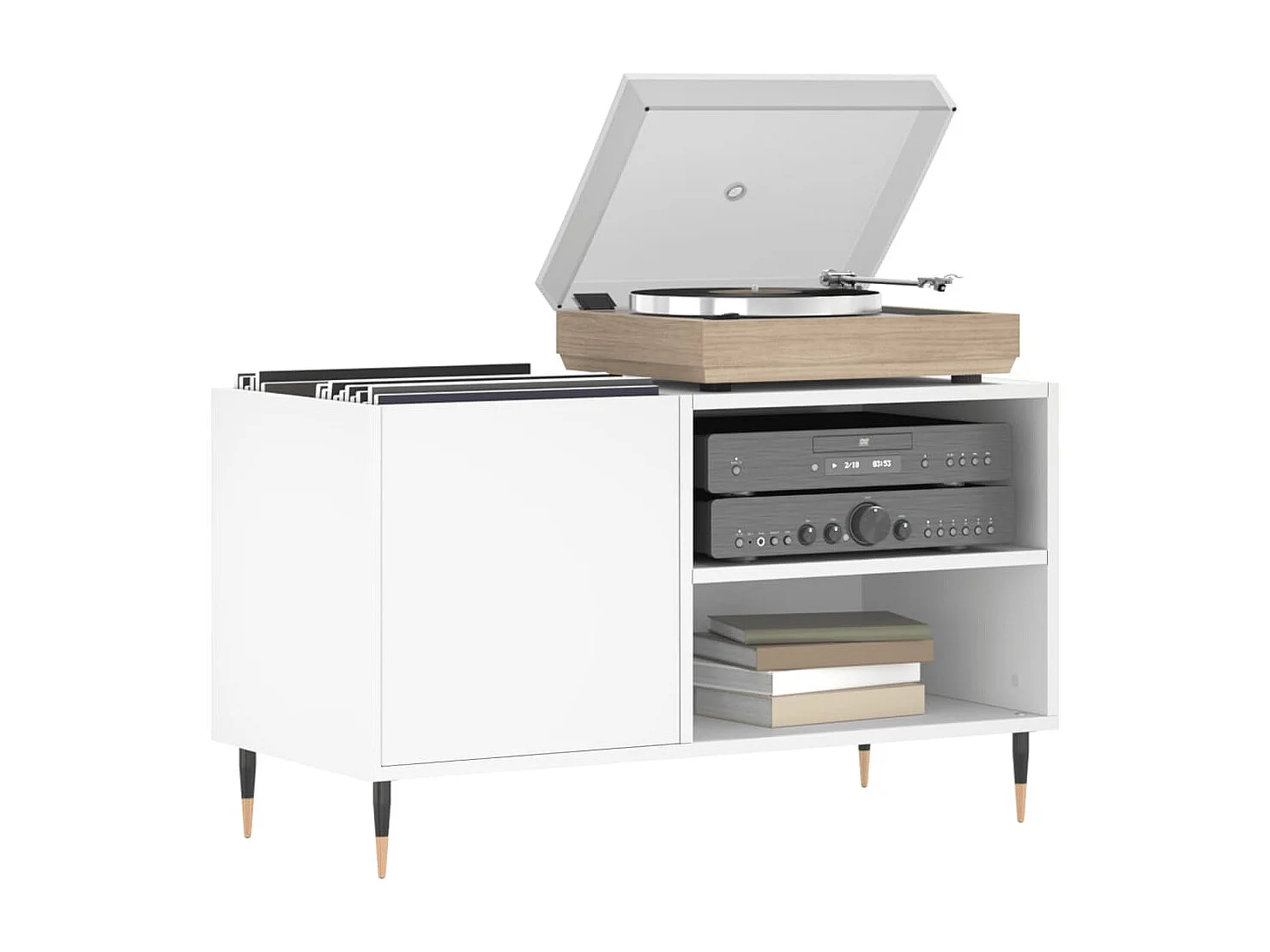 Mueble para discos madera de ingeniería blanco 85x38x48 cm ES607700