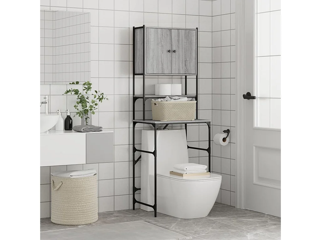 Armoire de machine à laver sonoma gris 68x48,5x194 cm FR10253