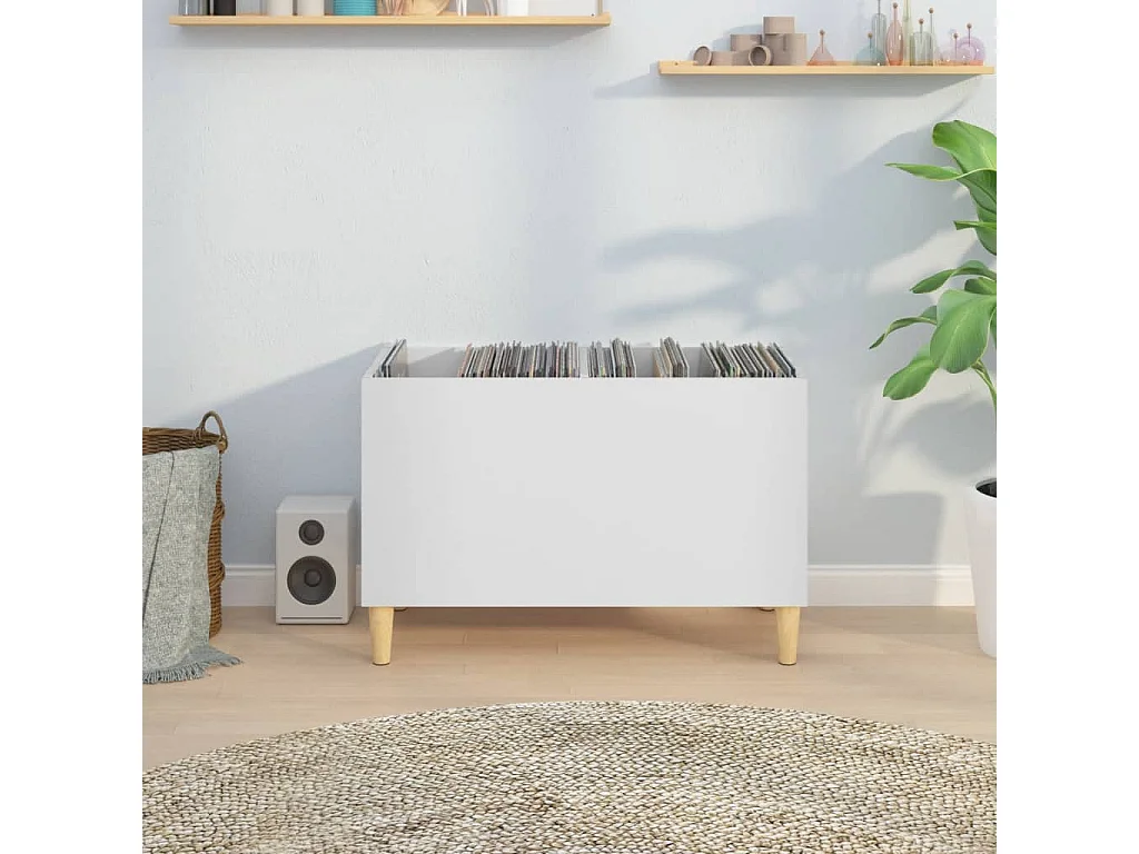 Platenkast 74,5x38x48 cm bewerkt hout wit BE727237