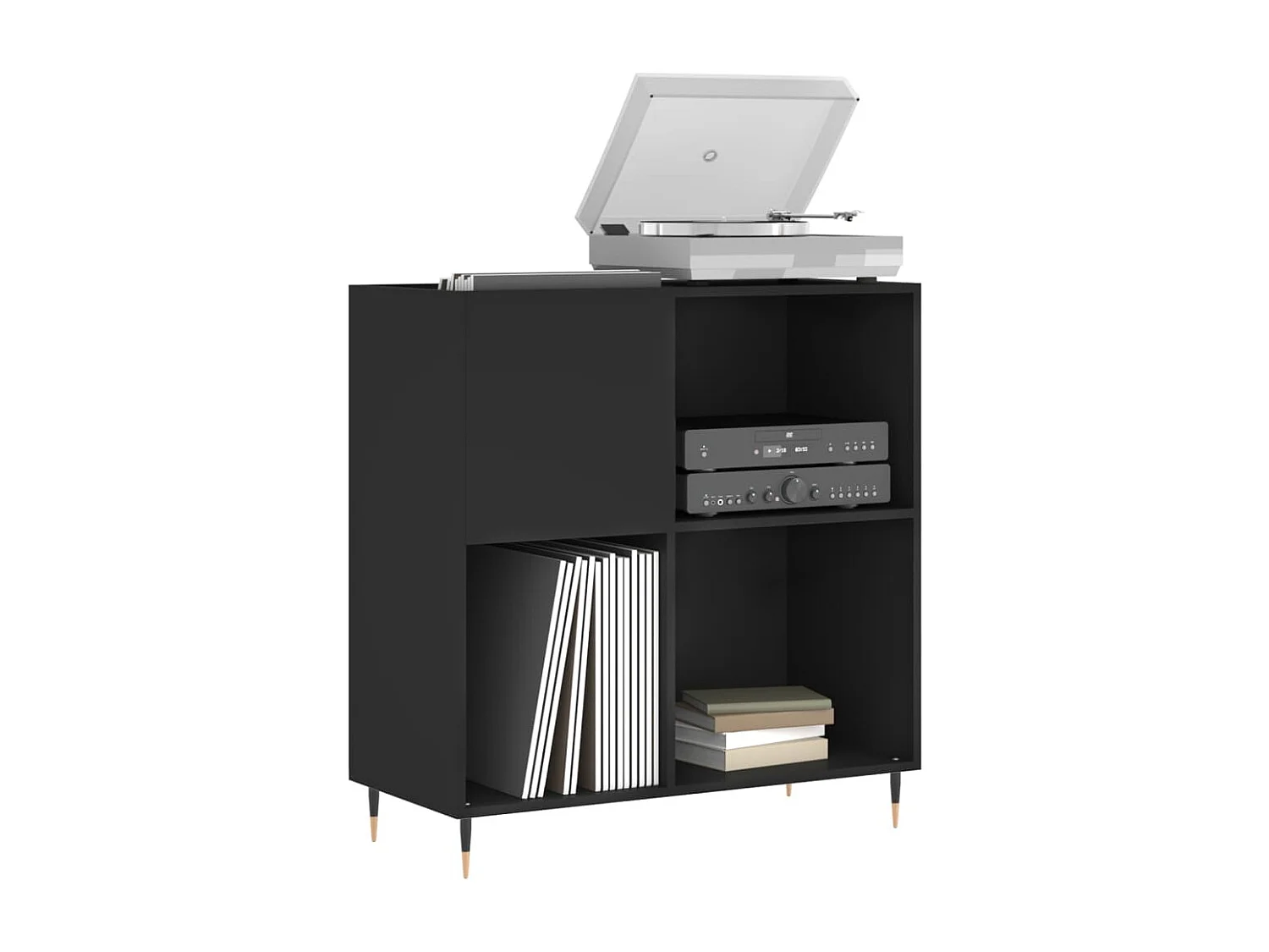 Armoire à disques noir 84,5x38x89 cm bois d'ingénierie FR49999