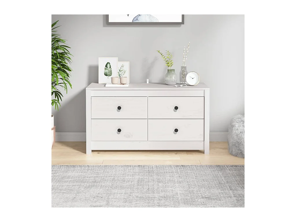 Armoire latérale Blanc 100x40x54 cm Bois de pin massif FR68674