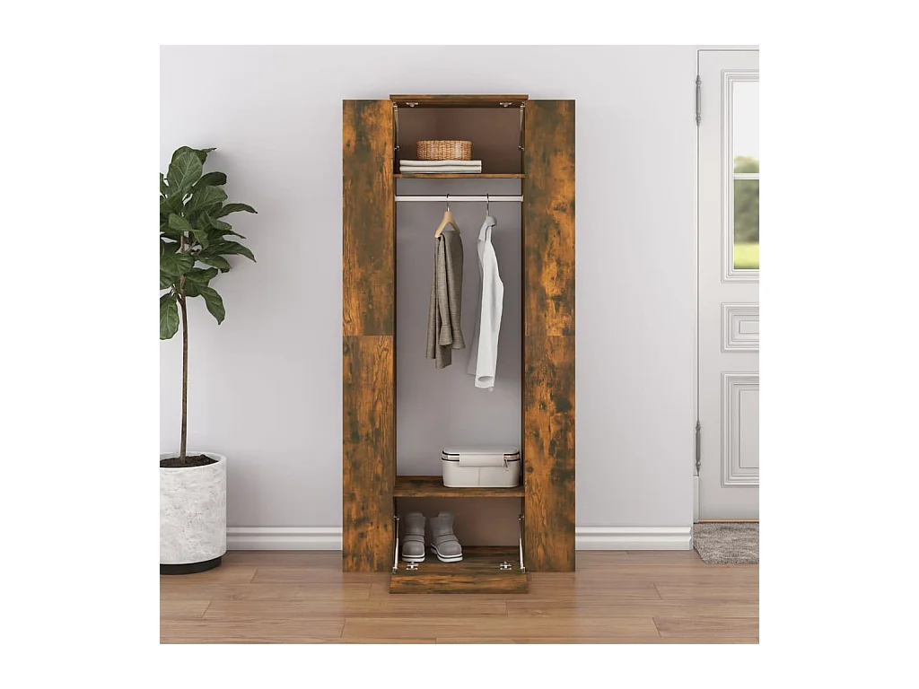 Armoires de couloir 2 pcs chêne fumé bois d'ingénierie FR49878