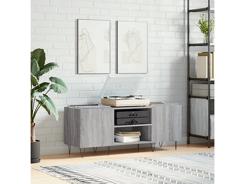 Armoire à disques sonoma gris 121x38x48 cm bois d'ingénierie FR93411