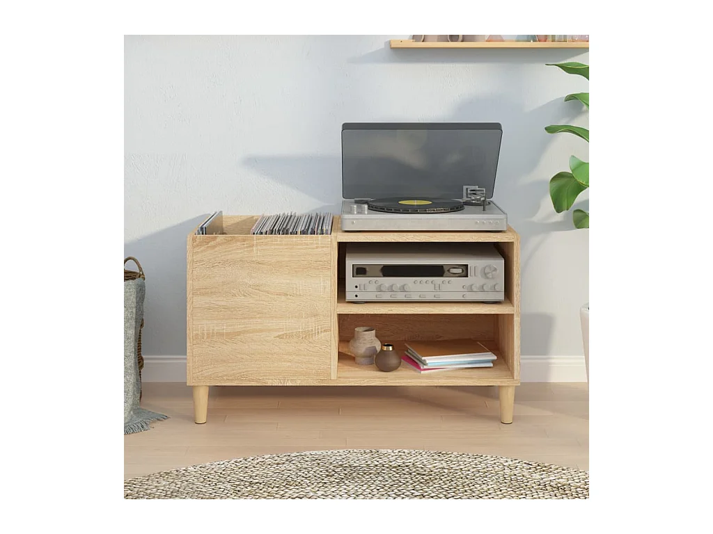 Platenkast 84,5x38x48 cm bewerkt hout sonoma eikenkleurig BE455320