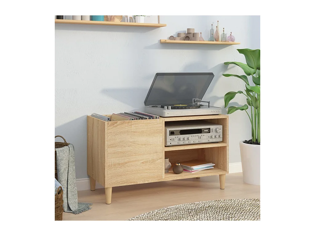 Platenkast 84,5x38x48 cm bewerkt hout sonoma eikenkleurig BE455320