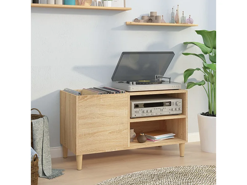 Mueble discos madera contrachapada roble sonoma 84,5x38x48 cm ES533718