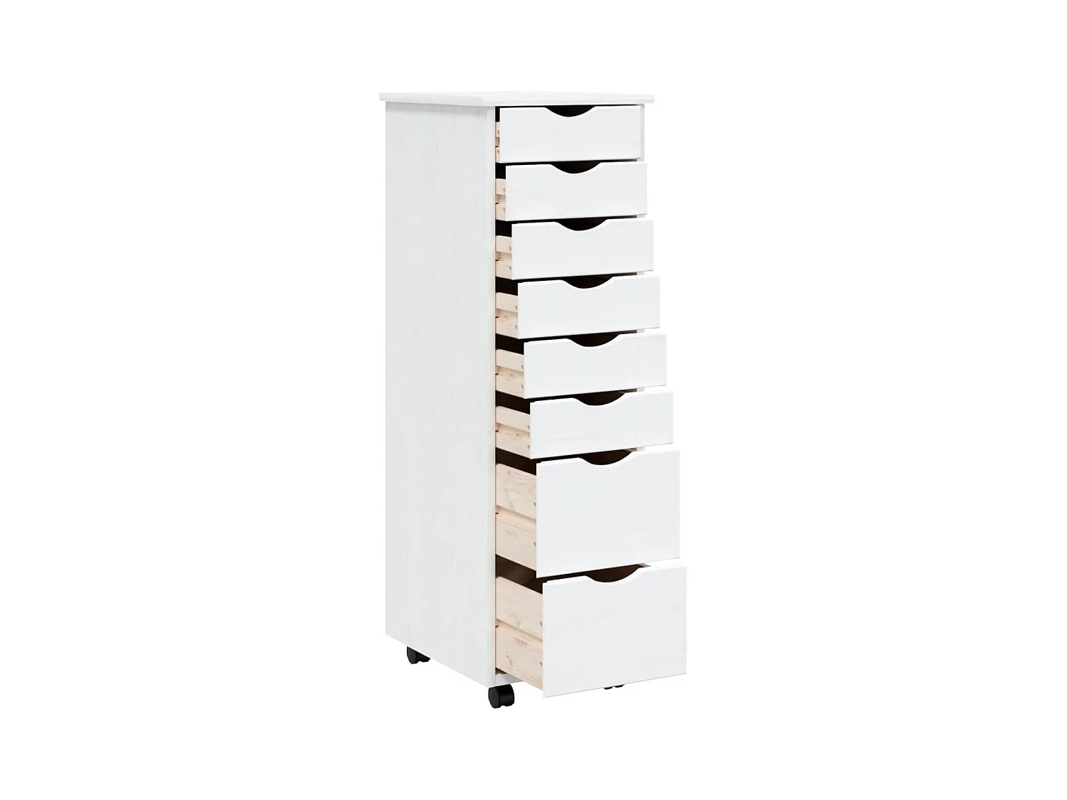 Armoire roulante avec tiroirs MOSS blanc bois de pin solide FR73990