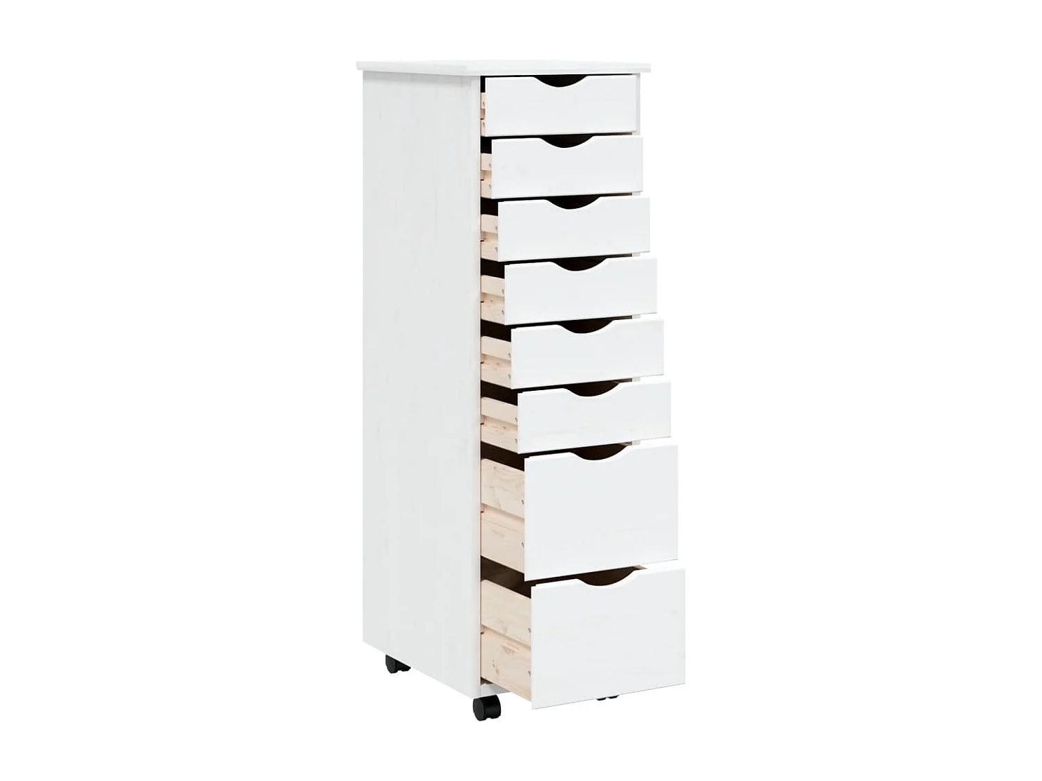 Ladekast MOSS verrijdbaar massief grenenhout wit BE262414