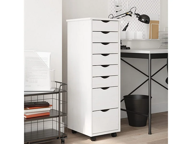 Ladekast MOSS verrijdbaar massief grenenhout wit BE262414