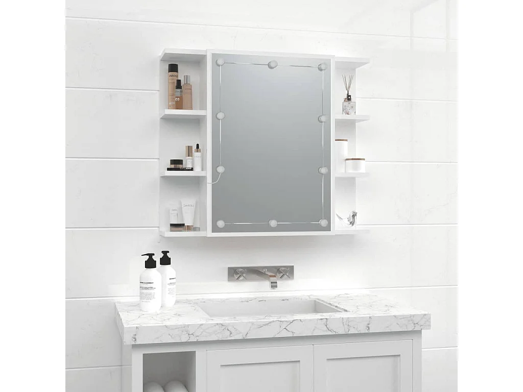 Armoire à miroir avec LED Blanc brillant 70x16,5x60 cm FR80182
