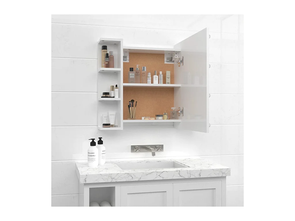 Spiegelkast met LED-verlichting 70x16,5x60 cm hoogglans wit BE501908