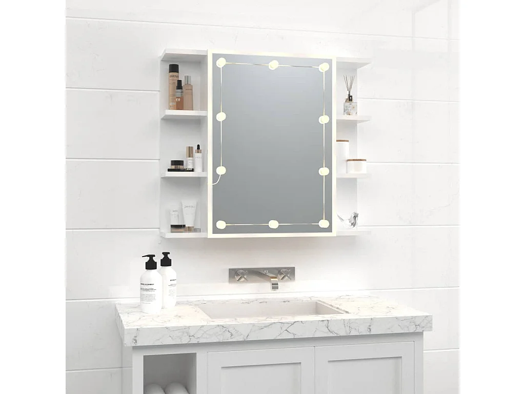 Armoire à miroir avec LED Blanc brillant 70x16,5x60 cm FR80182