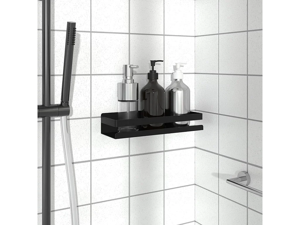 Étagère de douche noir mat acier inoxydable 304 brossé FR58526