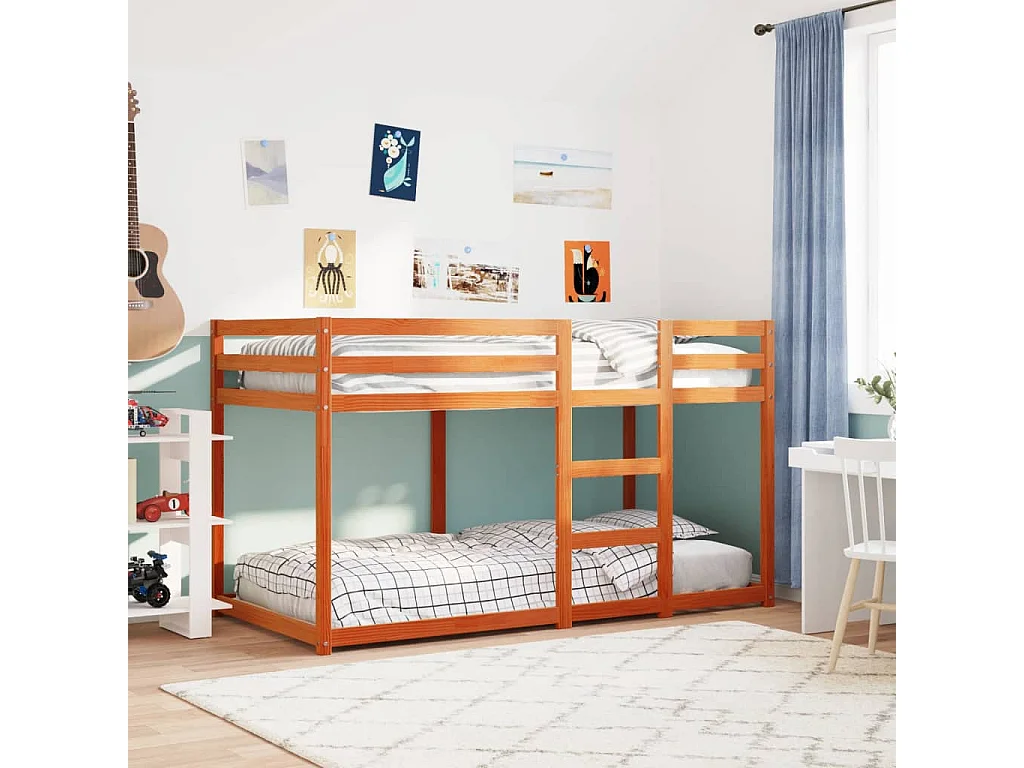 Lit superposé cire marron 90x190 cm bois de pin massif FR50841