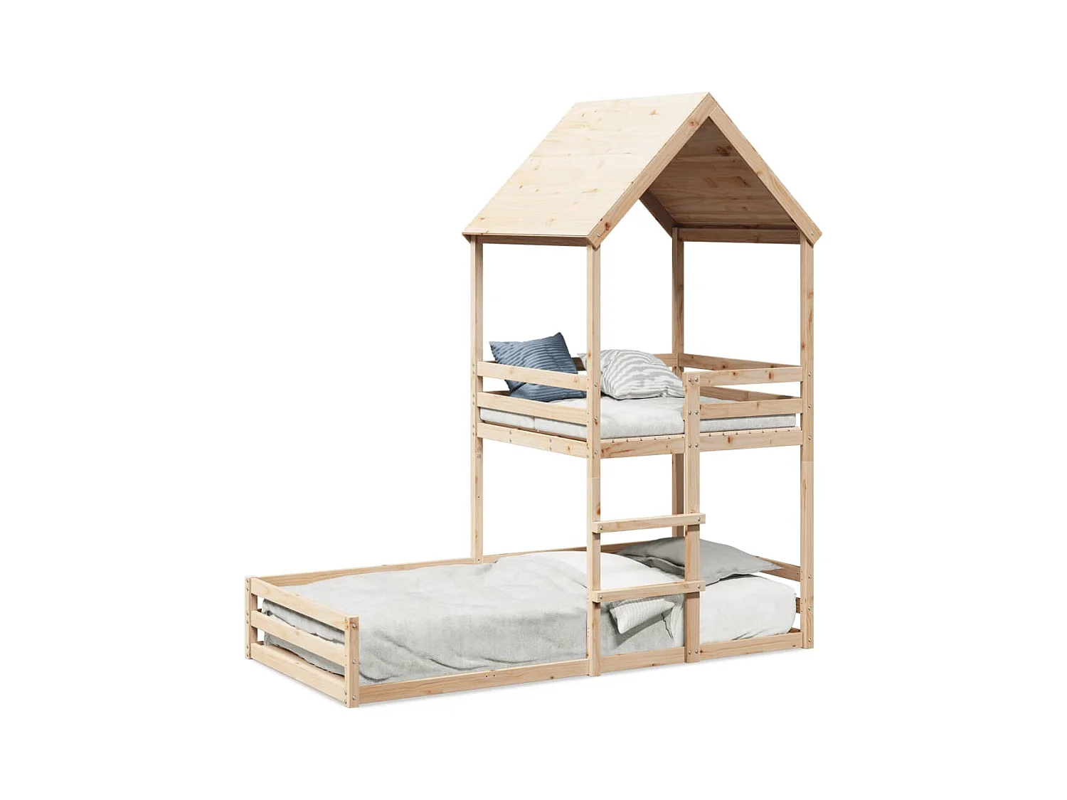 Lit superposé avec toit 90x200 cm bois de pin massif FR19744