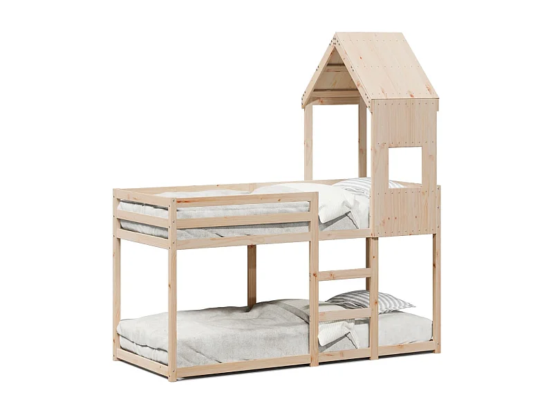 Cama litera con techo madera maciza de pino 90x190 cm ES592129