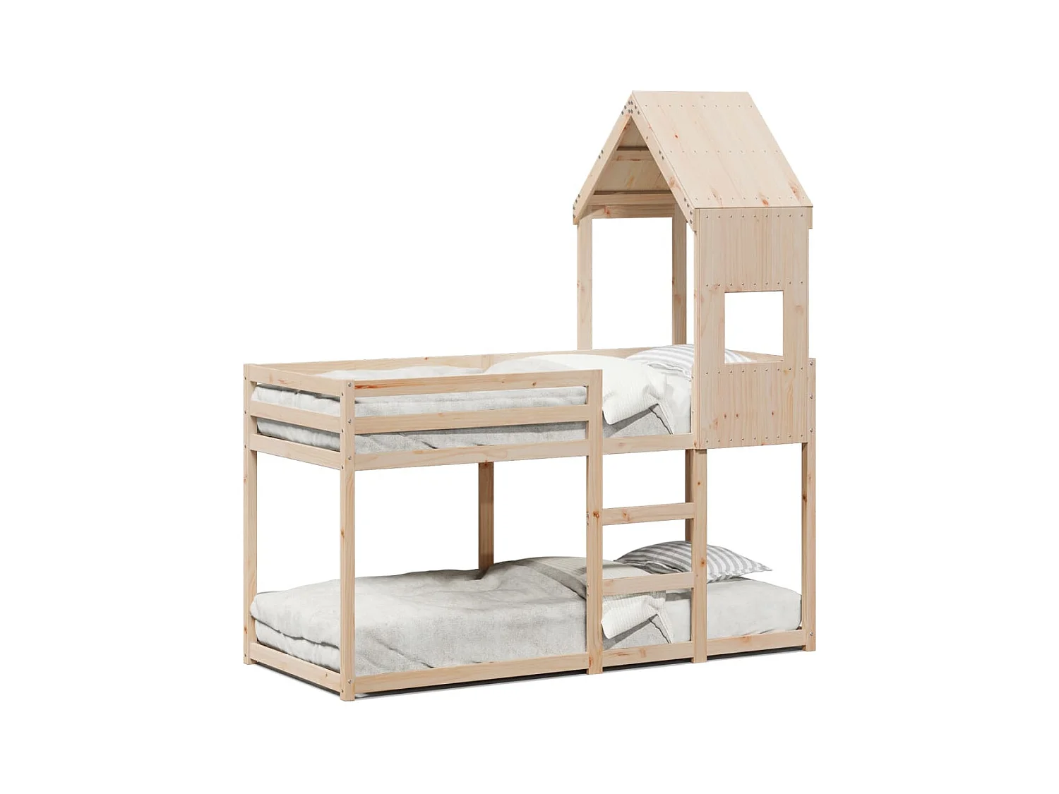 Lit superposé avec toit 90x190 cm bois massif de pin FR74354