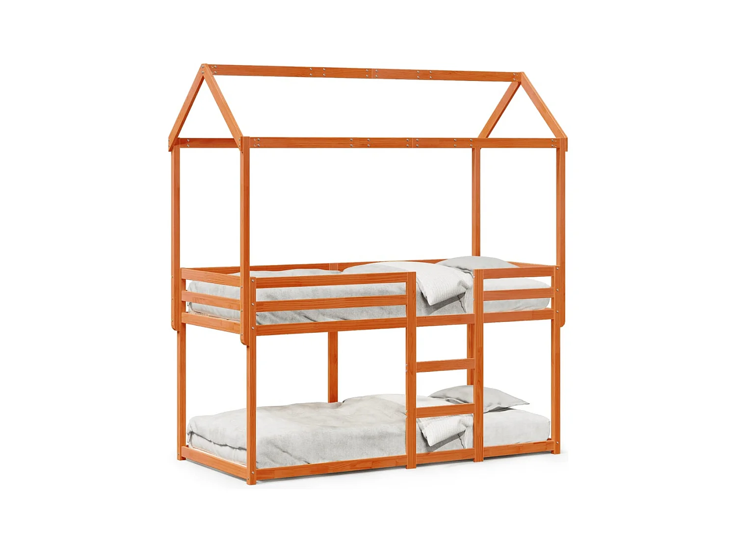 Lit superposé avec toit cire marron 80x200cm bois massif de pin FR79940