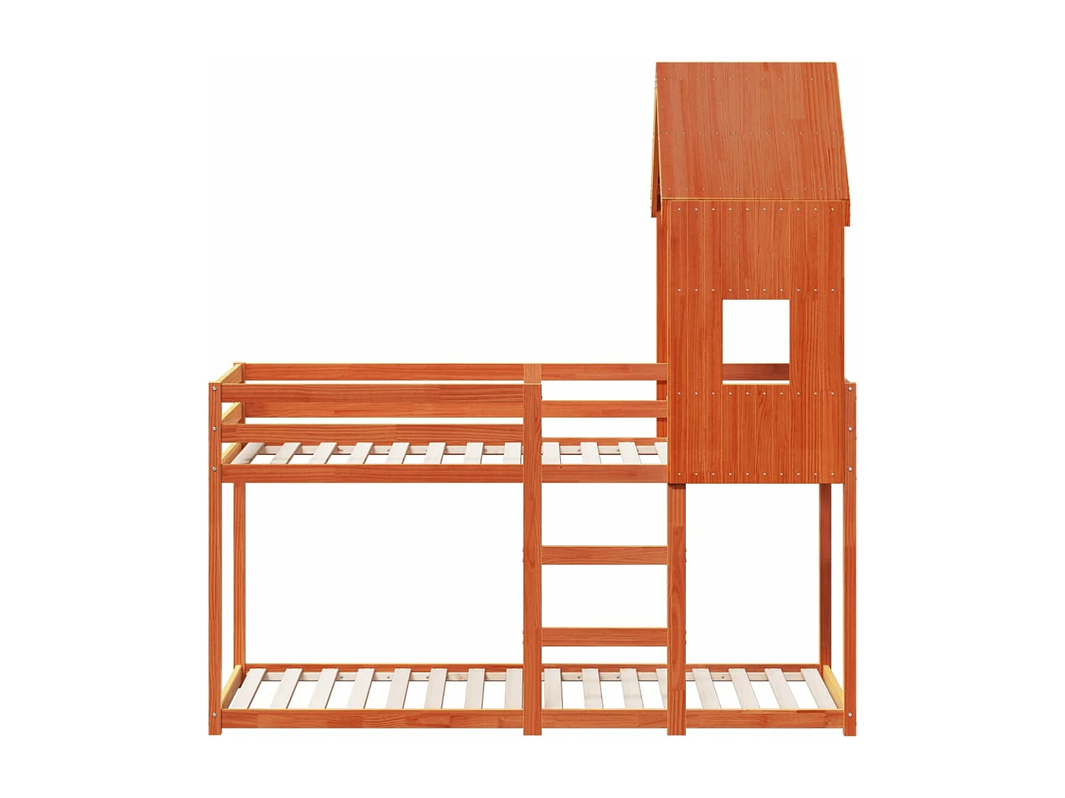 Lit superposé avec toit cire marron 80x200cm bois massif de pin FR33810