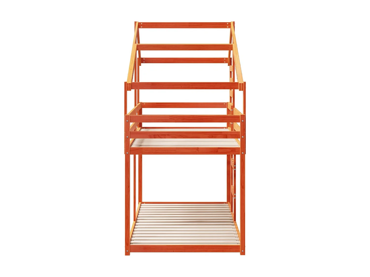 Stapelbed met dak massief grenenhout wasbruin 75x190 cm BE384329