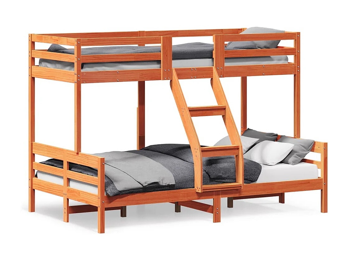 Lit superposé 90x200/120x200 cm cire marron bois de pin massif FR49513