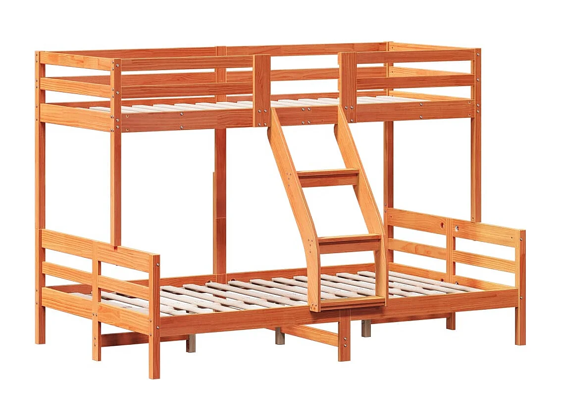 Lit superposé 90x200/120x200 cm cire marron bois de pin massif FR49513