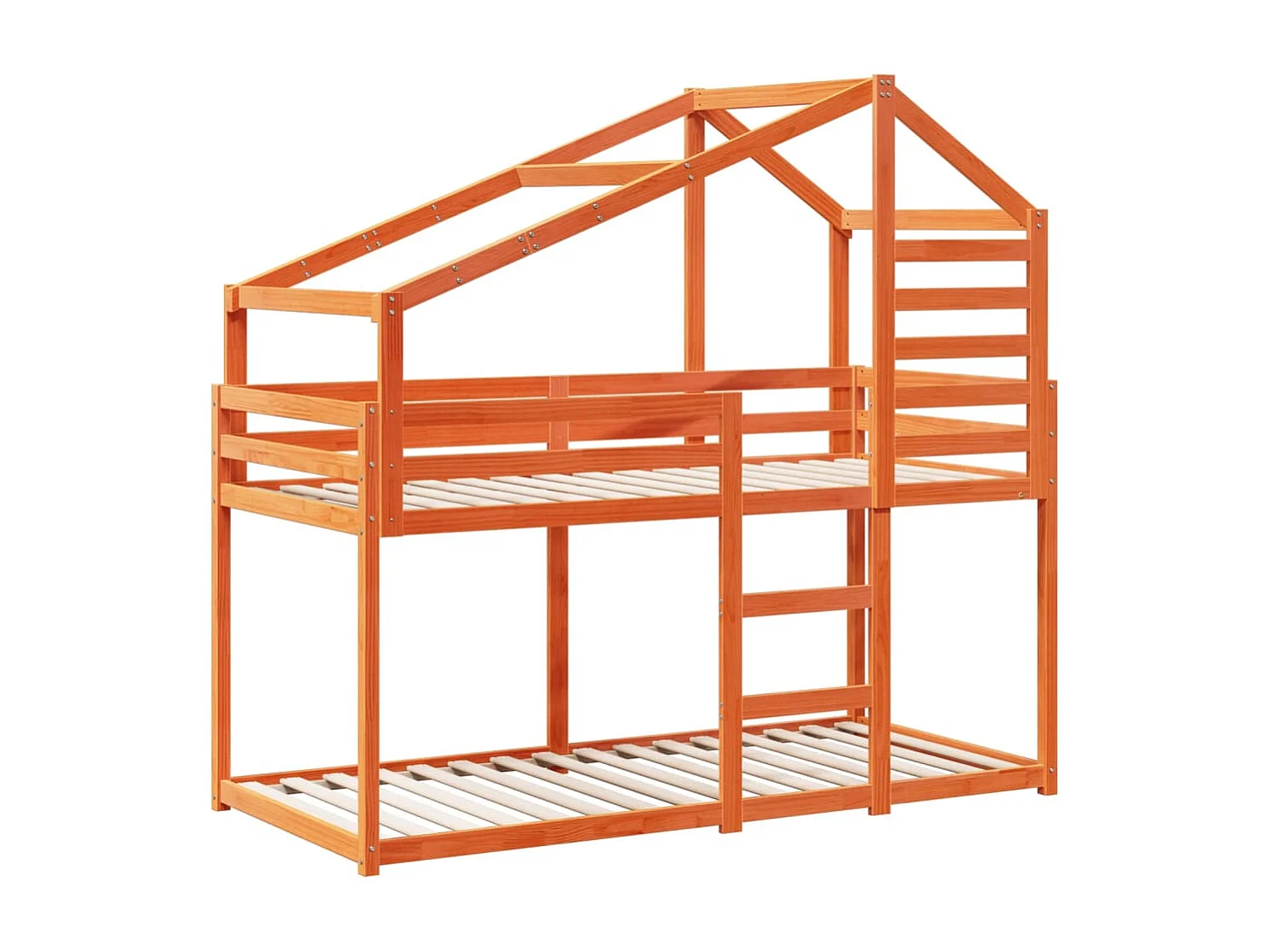 Lit superposé avec toit cire marron 90x200cm bois de pin massif FR95472