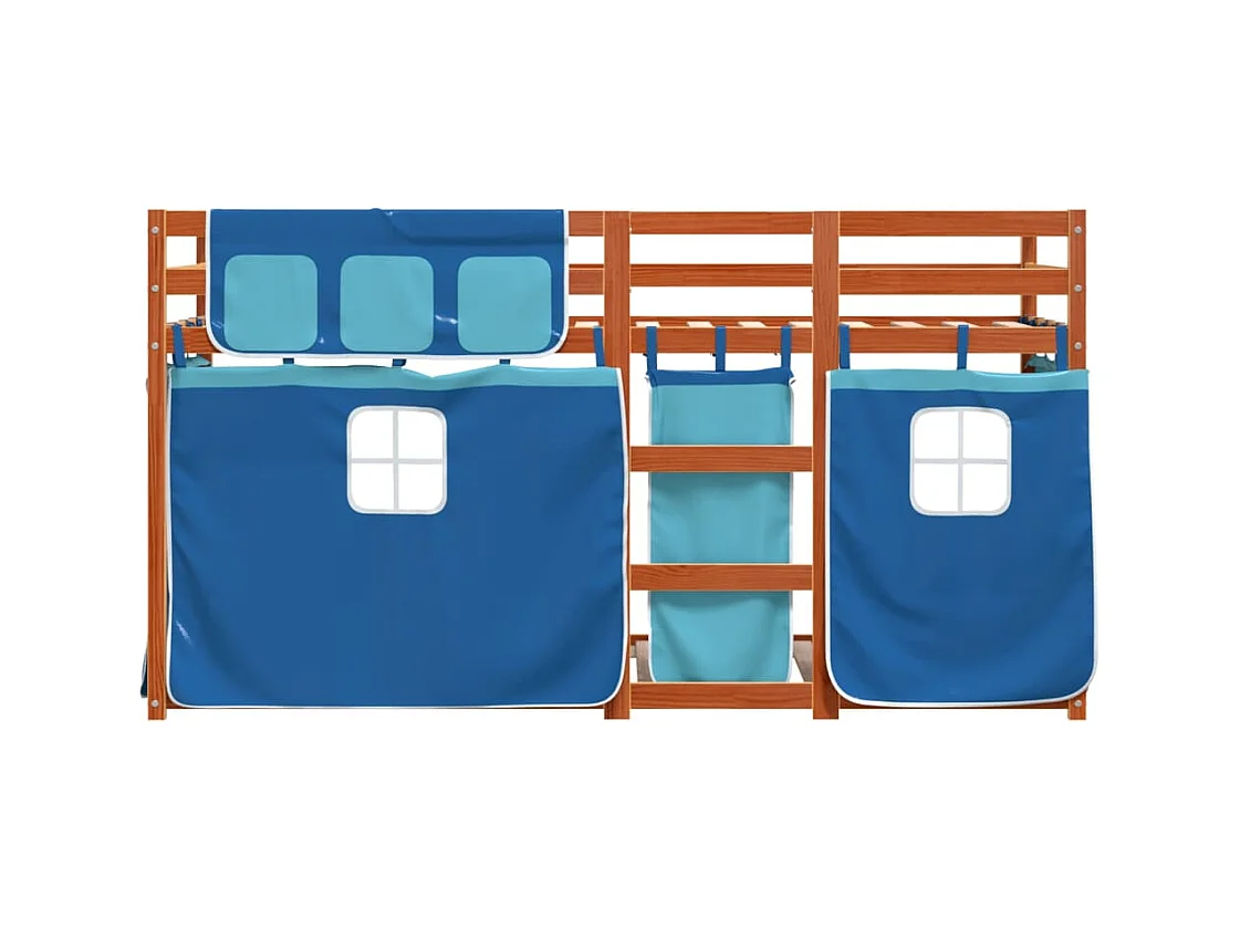Lit superposé avec rideaux bleu 90x190 cm bois pin massif FR61067