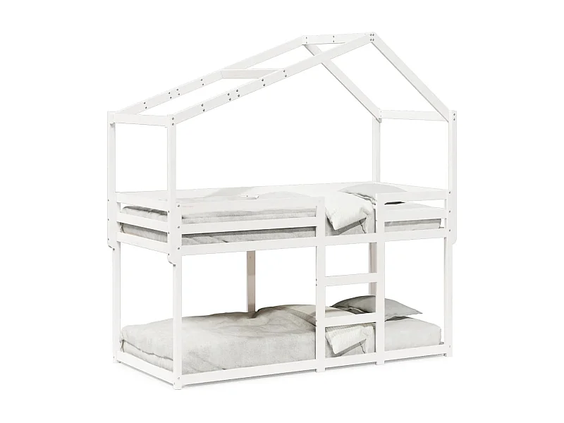 Lit superposé avec toit blanc 90x190 cm bois massif de pin FR21761