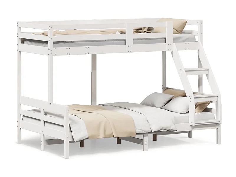Lit superposé 80x200/120x200 cm blanc bois de pin massif FR87006