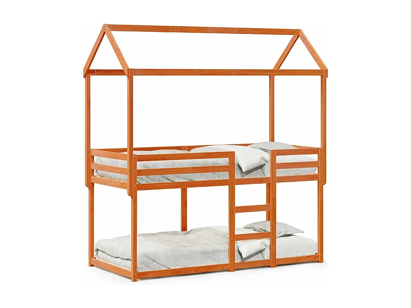 Lit superposé avec toit cire marron 75x190cm bois massif de pin FR82958