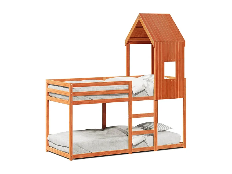 Lit superposé avec toit cire marron 90x200cm bois de pin massif FR41836