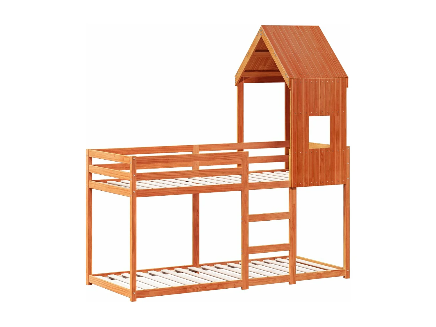 Lit superposé avec toit cire marron 90x200cm bois de pin massif FR41836
