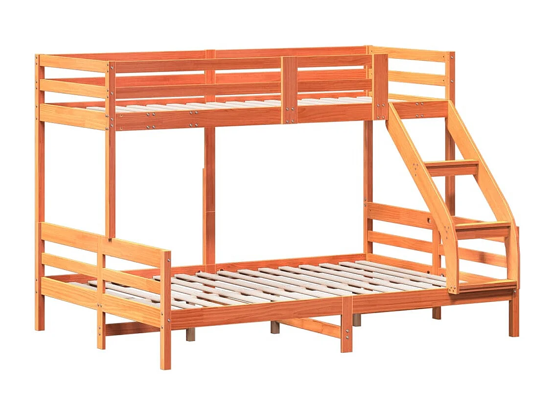 Lit superposé 90x200/140x200 cm cire marron bois de pin massif FR87759