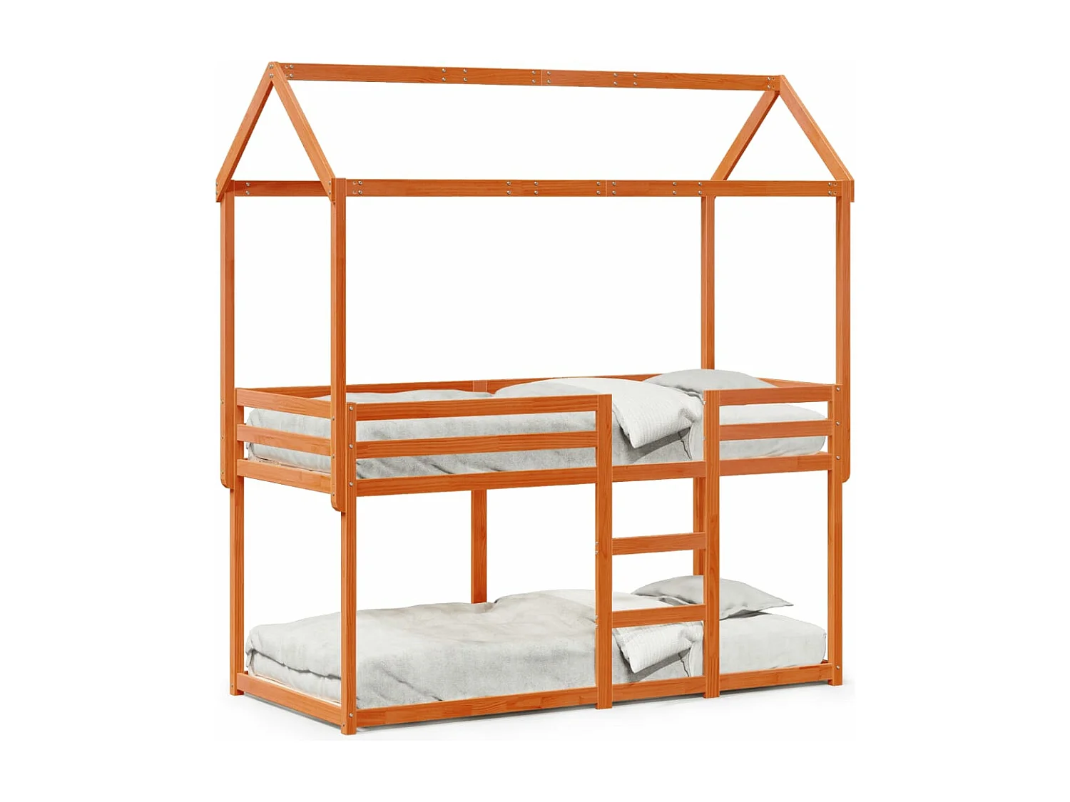 Lit superposé avec toit cire marron 90x200cm bois de pin massif FR23475