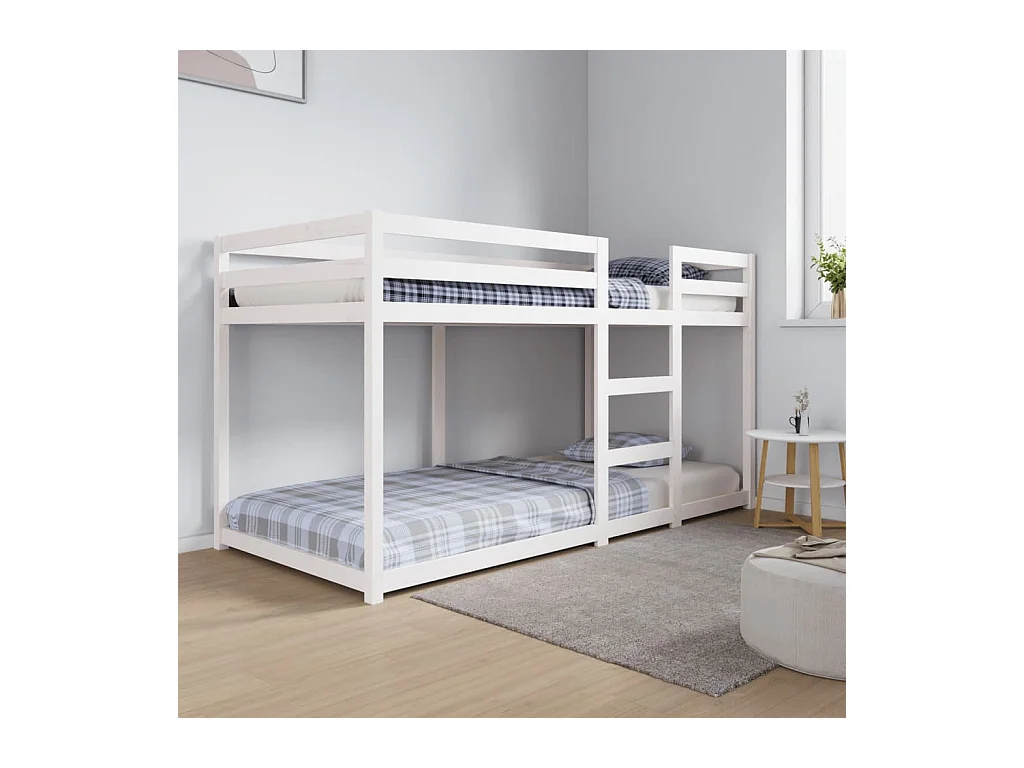 Lit superposé Blanc 90x200 cm Bois de pin massif FR76764