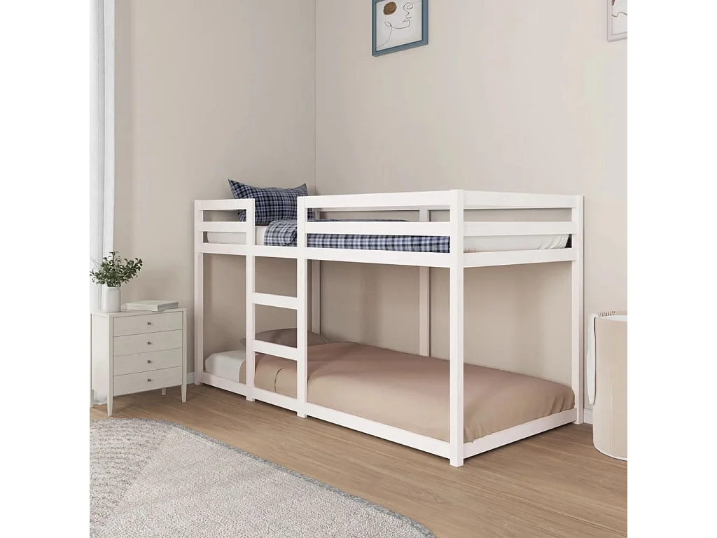 Lit superposé Blanc 90x200 cm Bois de pin massif FR76764