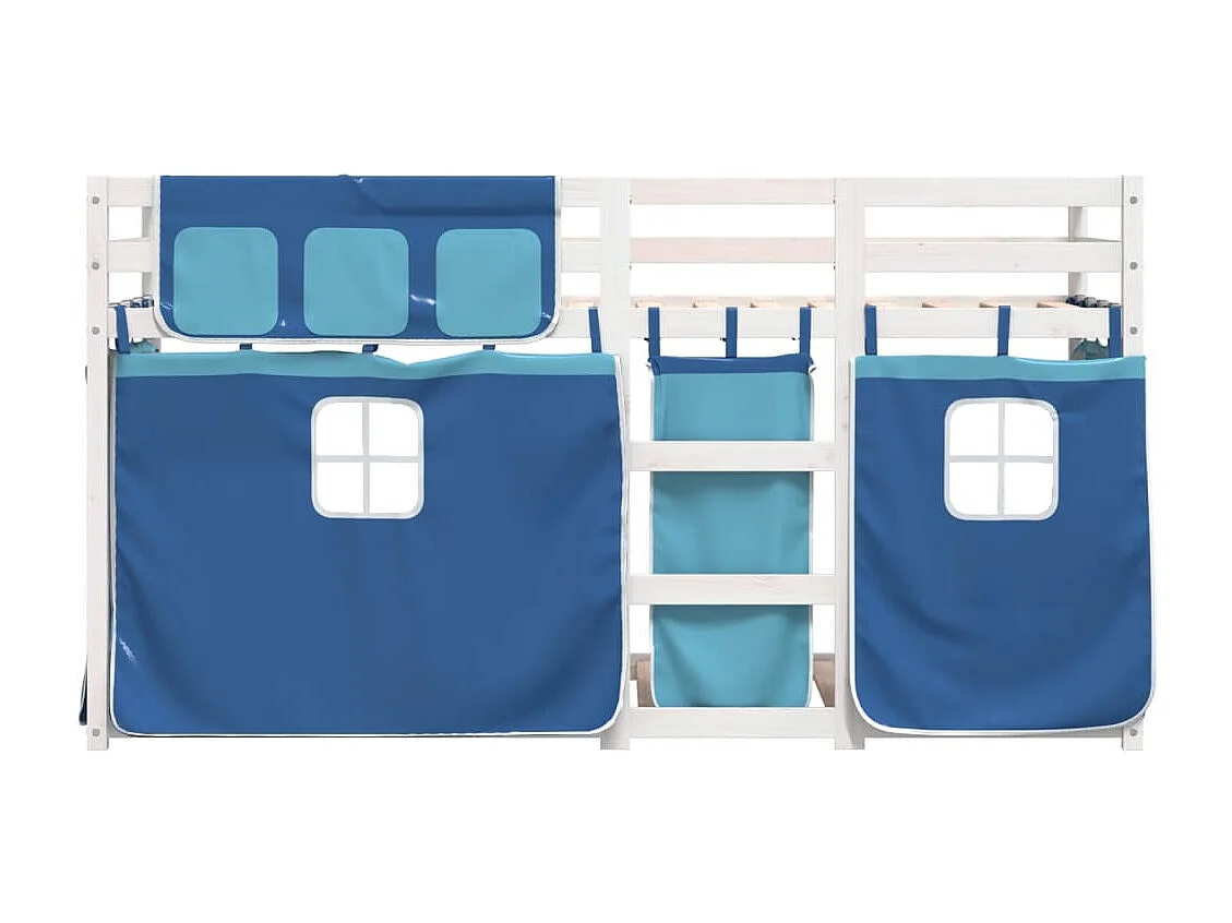 Beliche com cortinas 75x190 cm madeira de pinho maciça azul PT434827